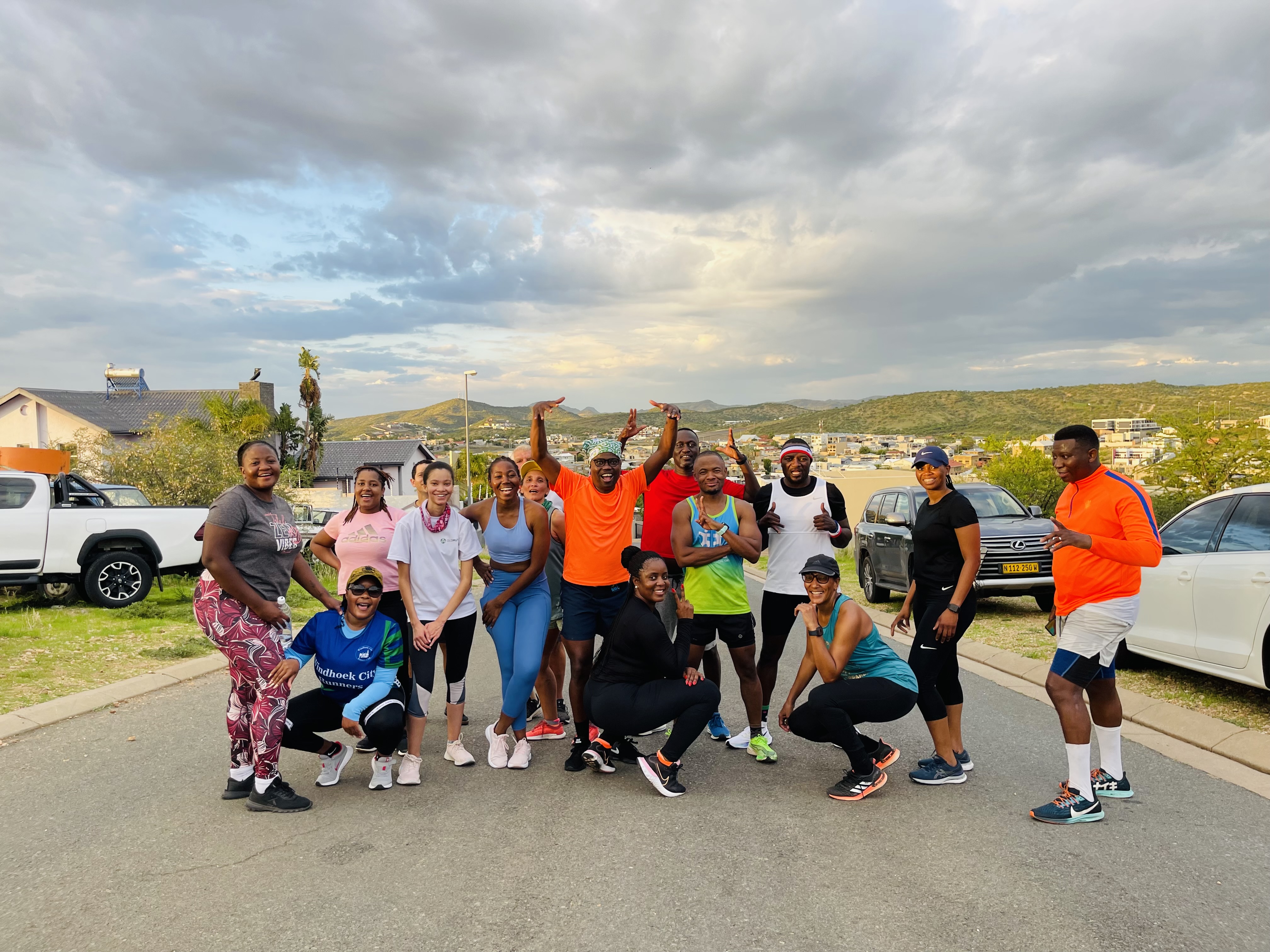 Club runners on the road