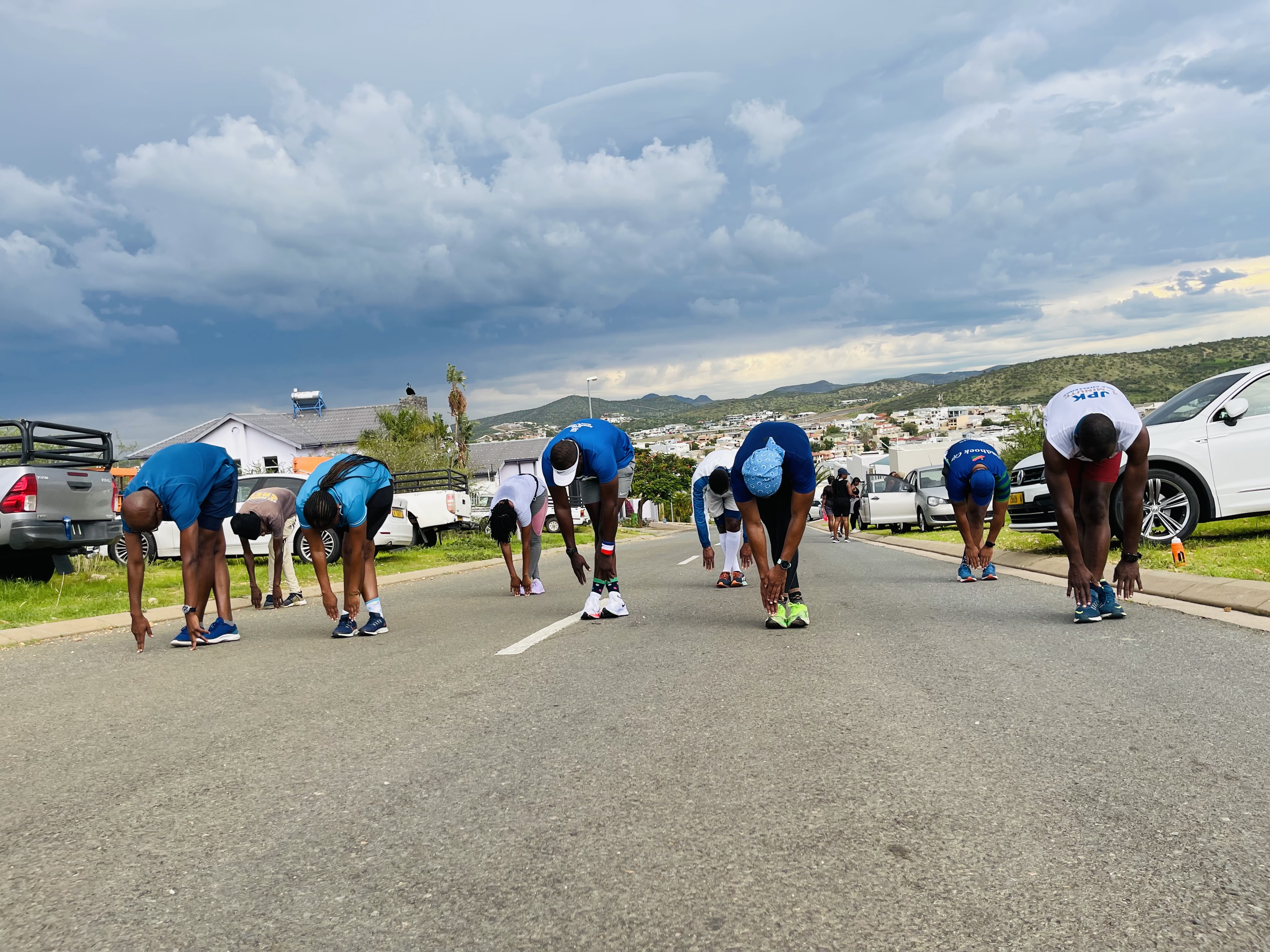 Runners warming up before a race